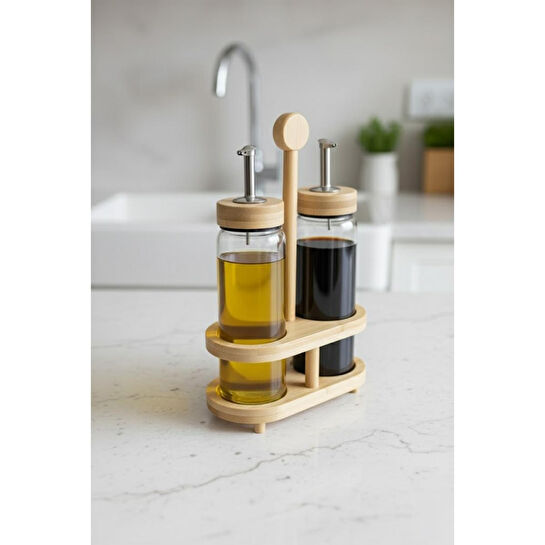 Bambum Mima Bambu Standlı 2'li Yağdanlık Büyük