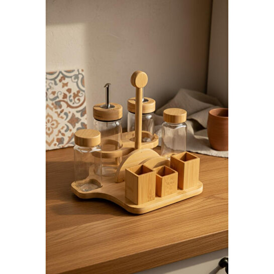 Bambum Mima Peçetelik Ve Baharatlıklı 2'li Yağdanlık Seti Küçük