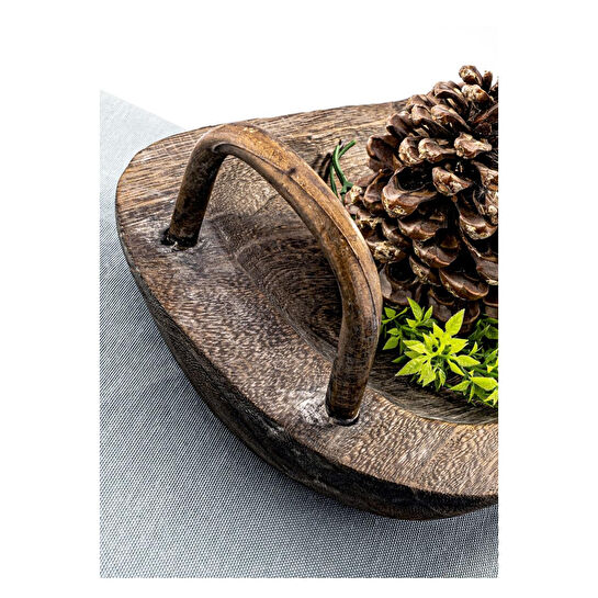 Bambum Bavola - Kulplu Tepsi Oval Büyük