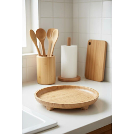 Bambum Olimpius Ayaklı Sunum Tepsisi Yuvarlak 33 Cm