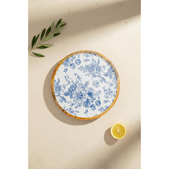 Bambum Gura Yuvarlak Tepsi Gül Büyük