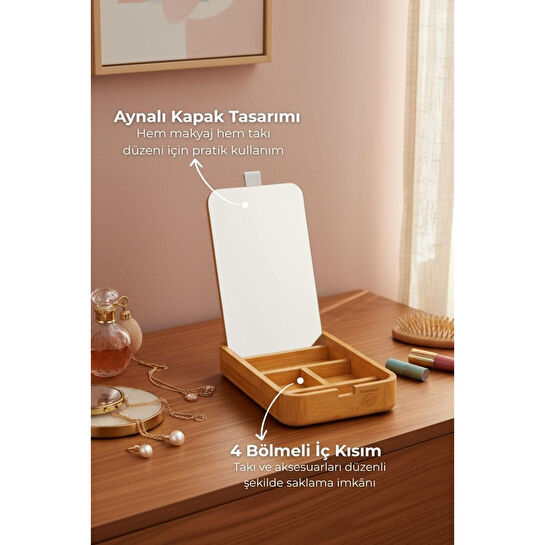 Bambum Fidel Aynalı Kozmetik Kutusu