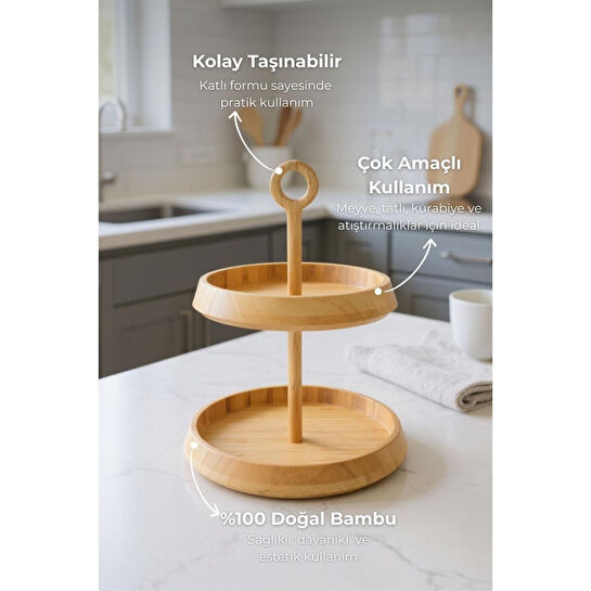 Bambum Macaron 2 Katlı Sunum Yuvarlak