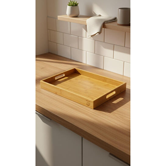 Bambum Lara - Bambu Desenli Tepsi