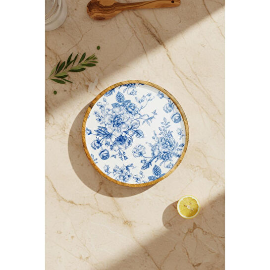 Bambum Gura Yuvarlak Tepsi Gül Küçük