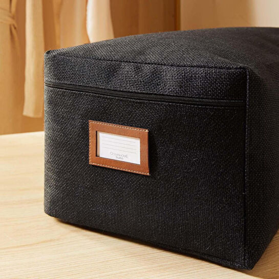 Ocean Home Textile 2'li Siyah Renk Jüt Baza Altı Hurç Set 1 Adet 52 X 28 X 21 / 1 Adet 62 X 46 X 22 Cm