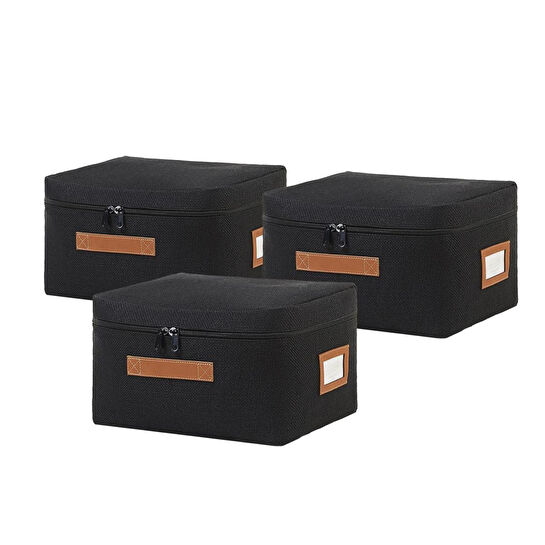 Ocean Home Textile 3'lü Siyah Renk Jüt Hurç Set 30 X 22 X 18 Cm