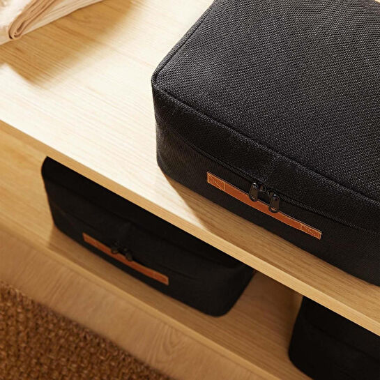 Ocean Home Textile 3'lü Siyah Renk Jüt Hurç Set 30 X 22 X 18 Cm