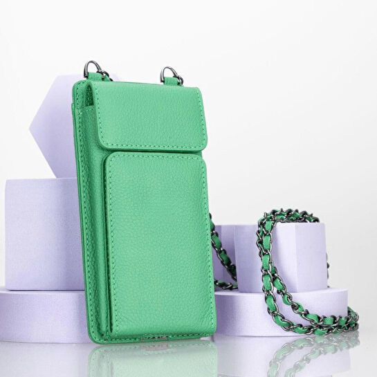 Bloominbag City Muse Deri Celadon Mist Çapraz Askılı Telefon Cüzdan