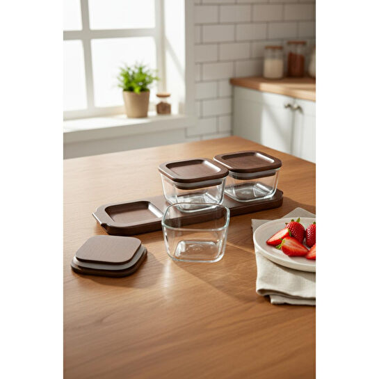 Bambum Nero - Enzo - 7 Parça Cam Kahvaltılık Kahvaltı Takımı Kahvaltı Seti