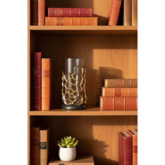 Cornella Pillar Antik Gold Gri Ombreli Cam Mumluk