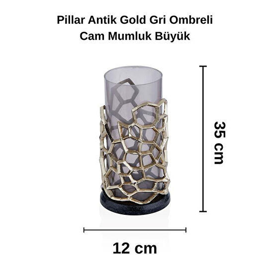 Cornella Pillar Antik Gold Gri Ombreli Cam Mumluk