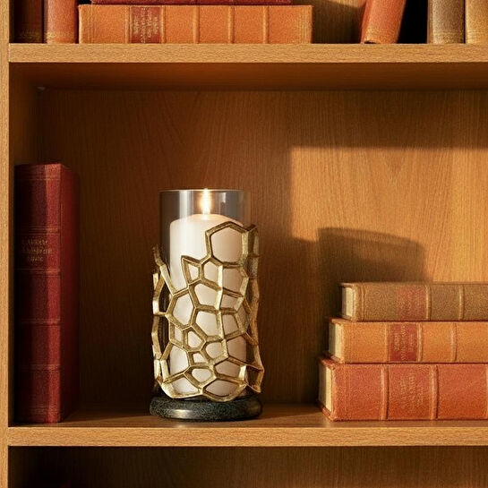 Cornella Pillar Antik Gold Gri Ombreli Cam Mumluk