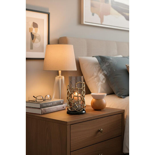 Cornella Pillar Antik Gold Gri Ombreli Cam Mumluk