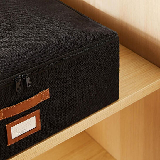 Ocean Home Textile Ocean Home Textie Siyah Renk Jüt Destekli Kutu Hurç 55 X 70 X 18 Cm