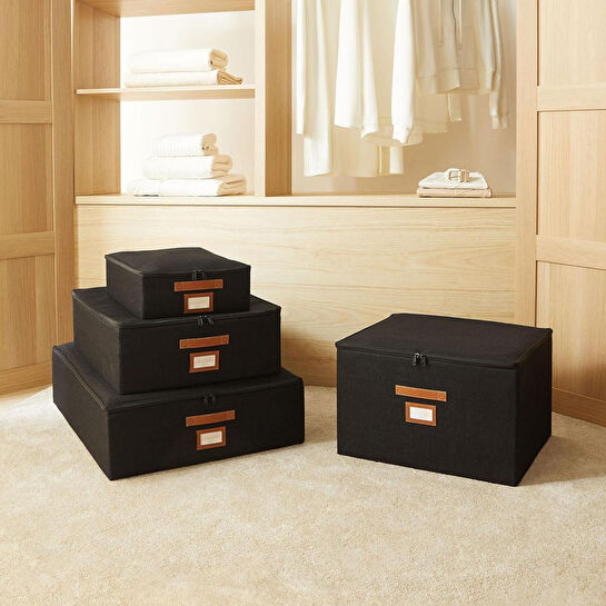 Ocean Home Textile Ocean Home Textie Siyah Renk Jüt Destekli Kutu Hurç 55 X 70 X 18 Cm