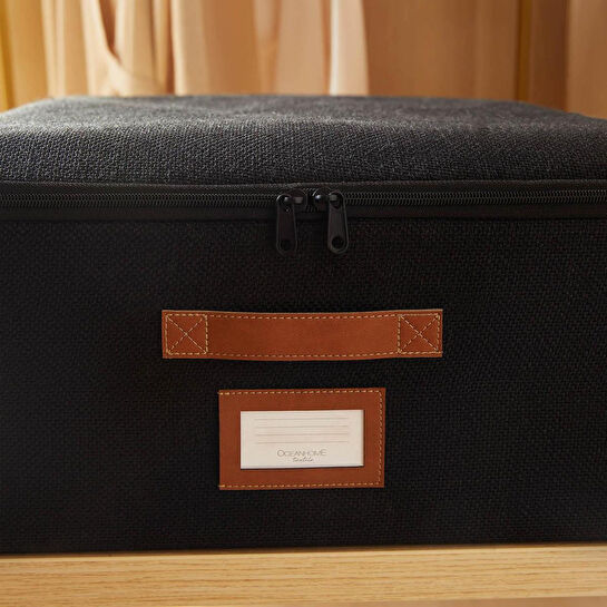 Ocean Home Textile Ocean Home Textie Siyah Renk Jüt Destekli Kutu Hurç 55 X 70 X 18 Cm