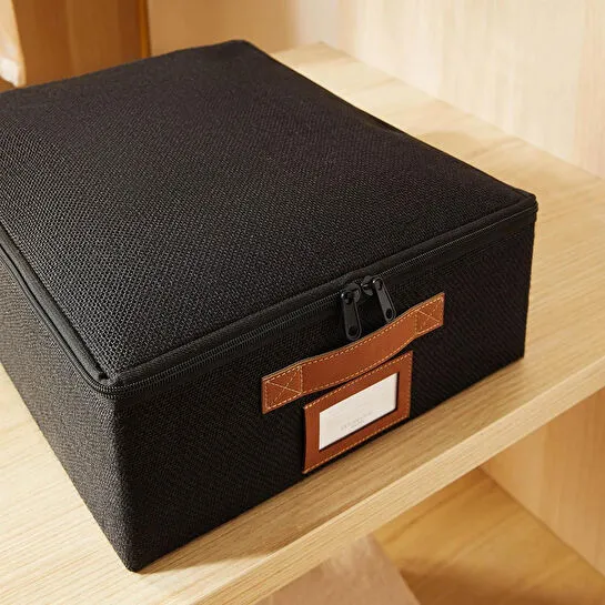 Ocean Home Textile Siyah Renk Jüt Destekli Kutu Hurç 31 X 38 X 12 Cm