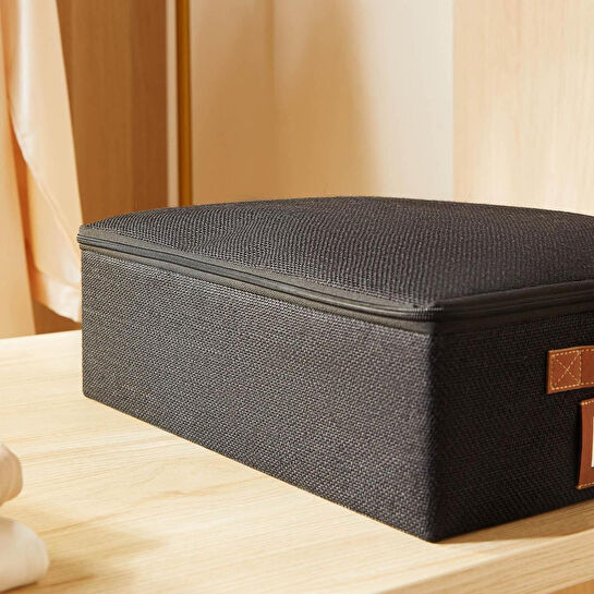 Ocean Home Textile Siyah Renk Jüt Destekli Kutu Hurç 31 X 38 X 12 Cm