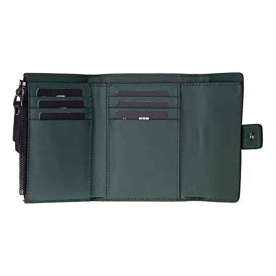 Bloominbag Liora Colorband Deri Kadın Cüzdan – Siyah & Zümrüt Yeşili