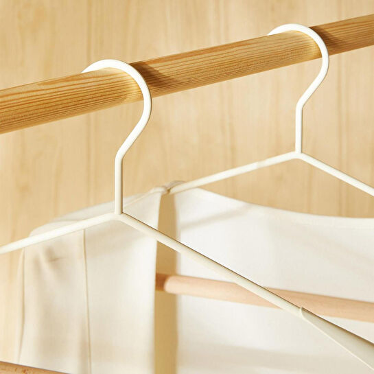 Ocean Home Textile 2'li Ahşap Destekli Omuz Formlu Mat Beyaz Renk Metal Giysi Askısı 21.5 X 42 X 0.5 Cm