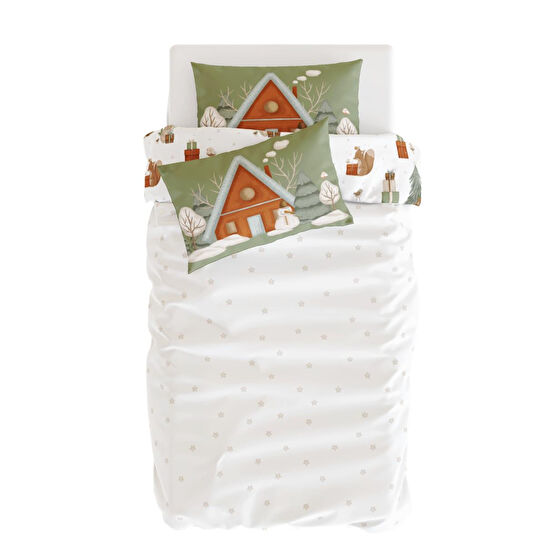 Itsy Bitsy Kids Snowy Çift Taraflı Pamuk Saten Çok Renkli Çocuk Nevresim Seti 140x200cm
