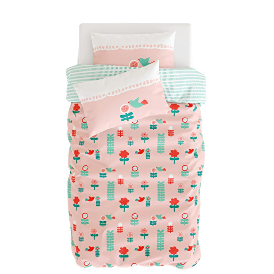 Itsy Bitsy Kids Amulet Çift Taraflı Pamuk Saten Pembe Bebek Nevresim Seti 100x150cm