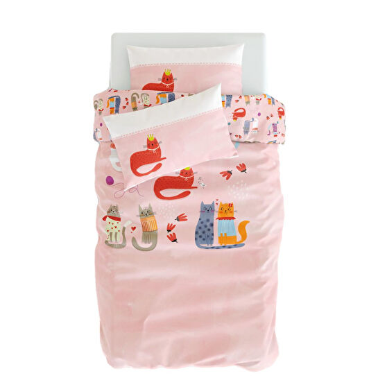 Itsy Bitsy Kids Kitty Of Queens Bebek Nevresim Seti, Pembe, 100x150cm