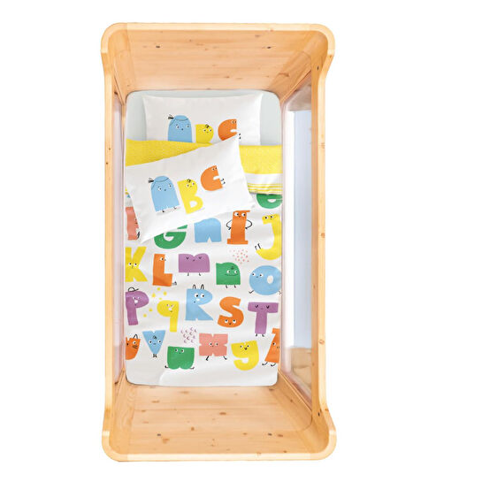 Itsy Bitsy Kids Alphabed Bebek Nevresim Seti, Multicolor, 100x150cm