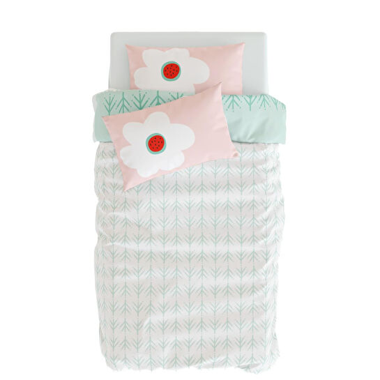 Itsy Bitsy Kids Big Flower Bebek Nevresim Seti, Pembe, 100x150cm