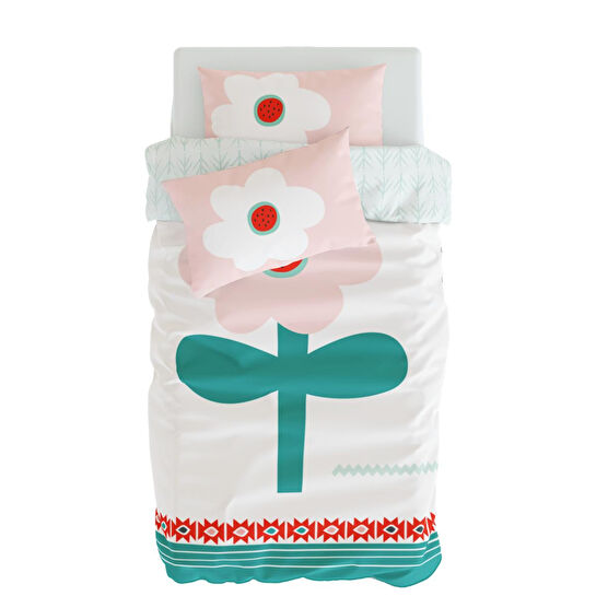 Itsy Bitsy Kids Big Flower Bebek Nevresim Seti, Pembe, 100x150cm