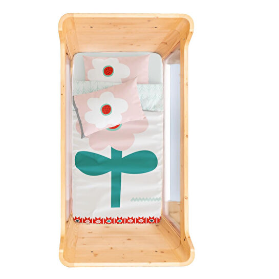 Itsy Bitsy Kids Big Flower Bebek Nevresim Seti, Pembe, 100x150cm