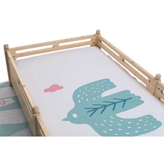 Itsy Bitsy Kids Bird Of Life Tek Kişilik Çarşaf Seti, Mint Yeşili, 90x190cm