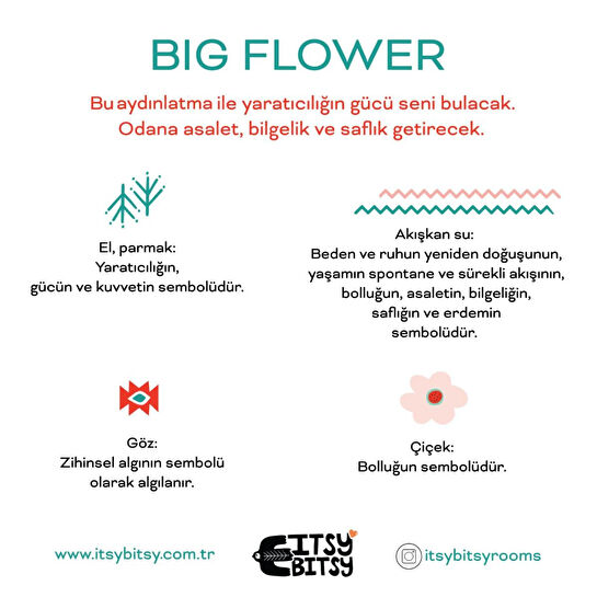 Itsy Bitsy Kids Big Flower Tavan Aydınlatması, Pembe, 40cm