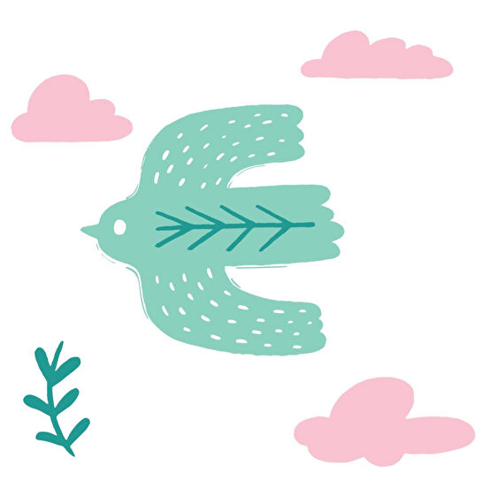 Itsy Bitsy Kids Bird Of Life Başucu Aydınlatma Başlığı , Mint Yeşili, 16x20cm