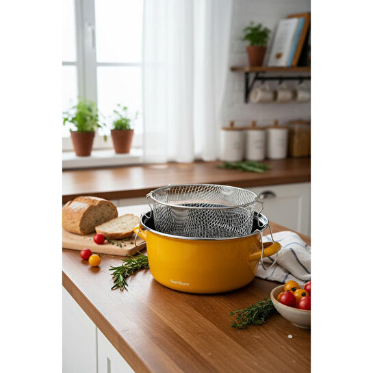 Bambum Nostalji Kızartma Tenceresi Hardal 22 Cm