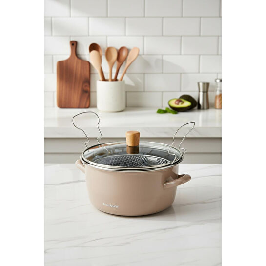 Bambum Nostalji Kızartma Tenceresi Toprak 22 Cm