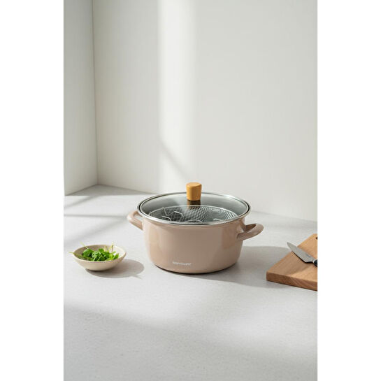 Bambum Nostalji Kızartma Tenceresi Toprak 22 Cm