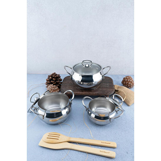 Bambum Rose Küre 6 Parça Derin Tencere Takımı B4247