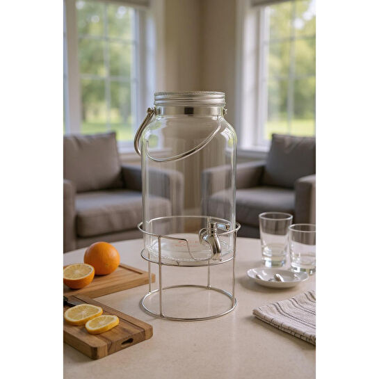 Bambum Crystal Metal Standlı Cam Sebil 6l