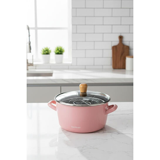 Bambum Nostalji Kızartma Tenceresi Şeker Pembe 22 Cm