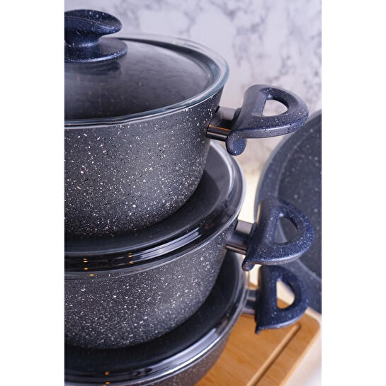 Bambum Scarlett - 7 Parça Granit Tencere Seti Gri