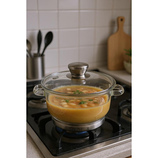 Bambum Baron Çelik İndüksiyon Tabanlı Cam Tencere 1500ml