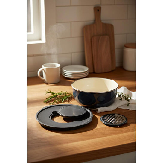 Bambum Nostalji Karıştırma Kabı Koyu Gri 24 Cm