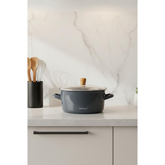 Bambum Nostalji Kızartma Tenceresi Koyu Gri 22 Cm