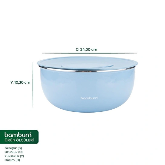 Bambum Nostalji Karıştırma Kabı Mavi 24 Cm