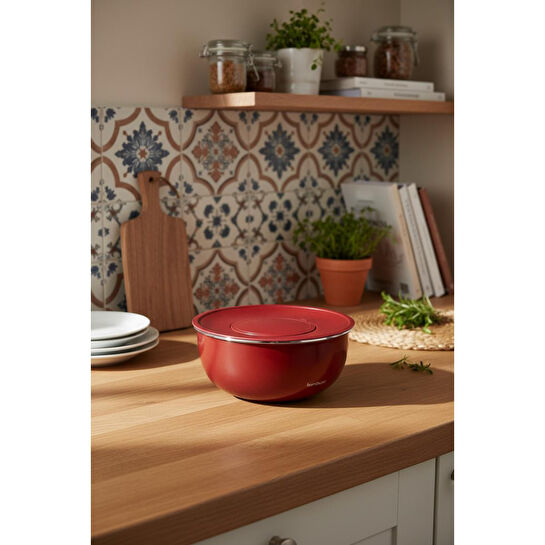 Bambum Nostalji Karıştırma Kabı Bordo 24 Cm