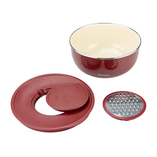 Bambum Nostalji Karıştırma Kabı Bordo 24 Cm