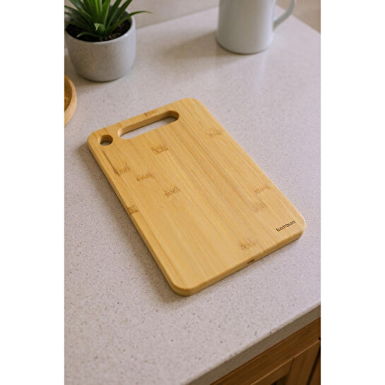 Bambum Stan Çift Yüzey Bambu Ve Çelik Kesme Tahtası Orta