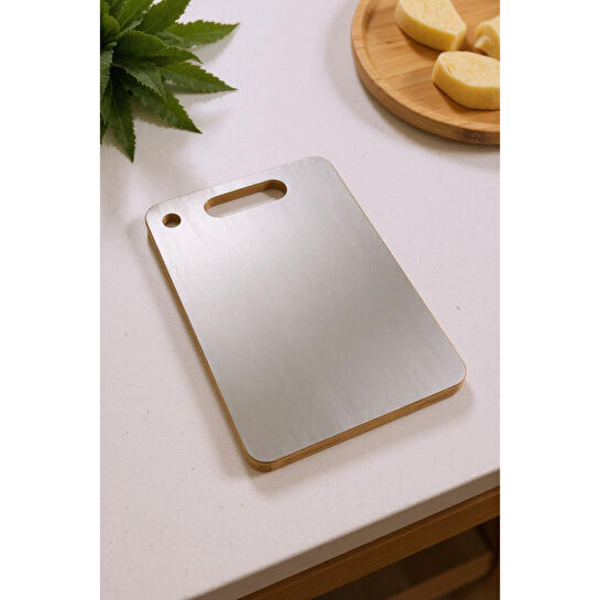 Bambum Stan Çift Yüzey Bambu Ve Çelik Kesme Tahtası Büyük